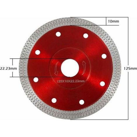 Disque diamant 125 mm - Unbrand - Coupe fine humide et sèche - Diamètre 125 mm - Alésage 22,23 mm (1/5)