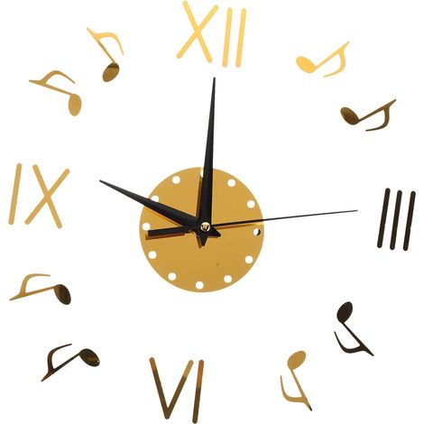 Horloge Murale Miroir Notes De Musique Silencieuse sans Cadre Décoration Moderne Autocollants Maison Salon Chambre Bureau (1/5)