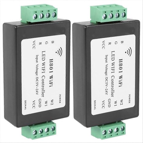 Contrôleur LED RGBW H801 avec Wi-Fi, entrée DC5-24V pour ruban LED SMD 5050, 2835 et 3528. (1/5)