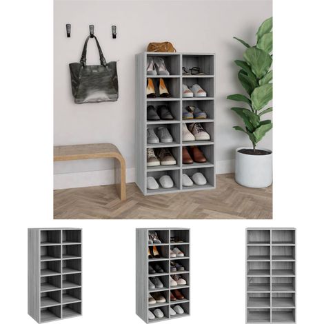 The Living Store - Schuhregal Grau Sonoma 54x34x100,5 cm Holzwerkstoff (1/5)