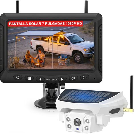 Caméra de Recul sans Fil Solaire avec Écran 7", Système de Recul Numérique HD 1080P, Batterie 10000mAh (1/5)