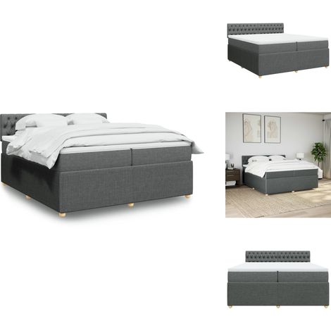 Sommier à lattes de lit avec matelas Gris foncé 200x200cm Tissu - Sommier À Lattes De Lit - Sommiers À Lattes De Lit - Lit - Meuble De Chambre À Coucher (1/5)