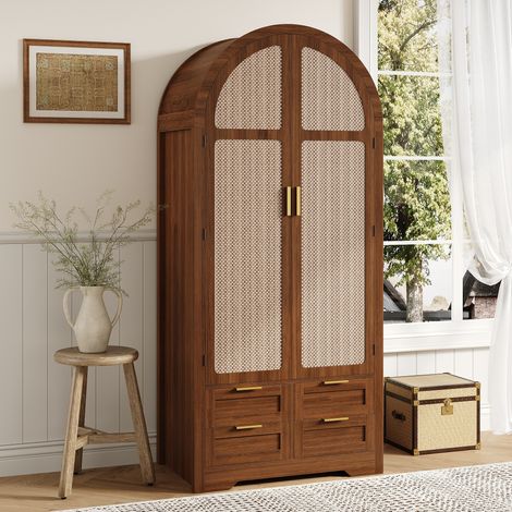 MEUBLIV Armadio 80x50x179 cm noce – ante curve, appendiabiti e 4 cassetti (1/5)