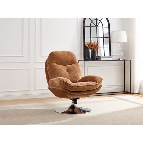 Fauteuil pivotant en tissu texturé jaune moutarde ILMACA