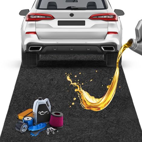 Tapis de Garage, 100x200 cm, Tapis de Protection Sol Anti‑Huile, Lavable Réutilisable, Revêtement Étanche, pour Vidange Auto, Plan de Travail Atelier, Barbecue et Appareils Électroménagers (1/5)