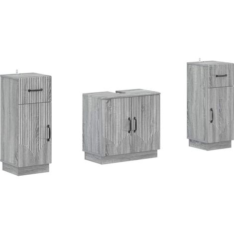 Maison Exclusive - Set di armadietti da bagno in 3 pezzi HOORN 3 pz Sonoma grigio (1/5)