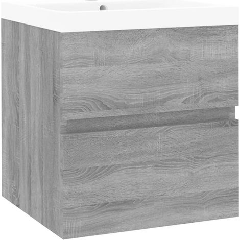 Meuble lavabo avec bassin intégré sonoma 41 x 38,5 x 45 cm gris bois d'ingénierie