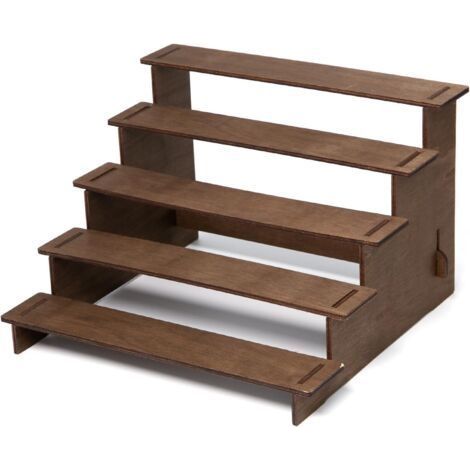 Présentoir Étagère 5 Niveaux en Bois Support Présentation de Escalier Présentoir Vitrine en Bois Amovible pour rfum Cosmétiques Gâteaux Figurines Épices( 29.5x27.5x19cm) (1/4)