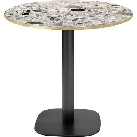 Table ronde Ø 70 cm - modèle Round terrazzo cepp chants laiton