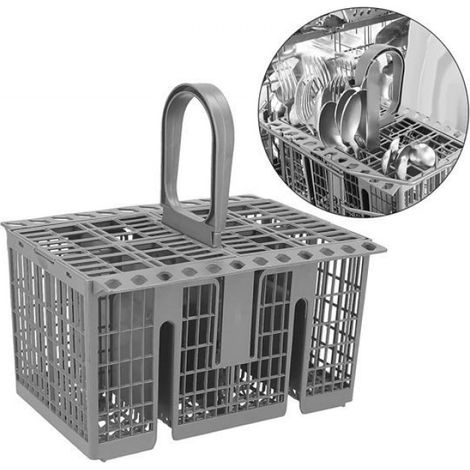 Panier A Couverts - Pour Lave-Vaisselle - 8 Compartiments - Hauteur 22,5 Cm Avec Poignée - Gris - 1 Pièce (1/4)