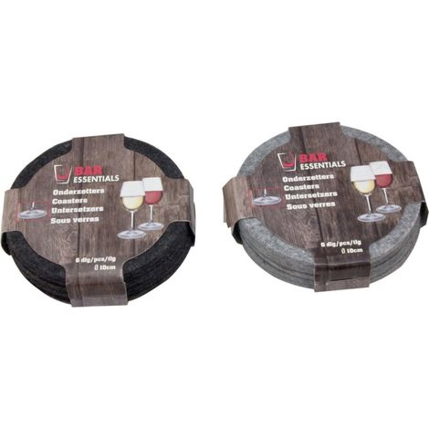 Dessous de verre en feutre Bar Essentials 10 cm, lot de 6