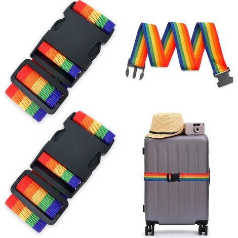 Coffre Bagage - Sangle De Voyage Réglable 5 Cm X 200 Cm En Polypropylène - Pour Valise Et Equipement Extérieur - Lot De 2 (1/5)
