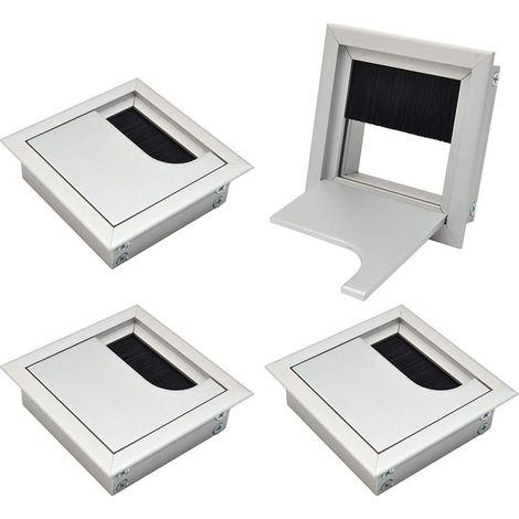 Passe-câble Couvercle Passe Câbles Fil Carrée 80x 80mm pour Encastrer sur Table de Bureau Organisateur de Cables pour Meuble Aluminium Argent Anodisé Passage de Câble Cache-Câble Lot de 4- (1/5)