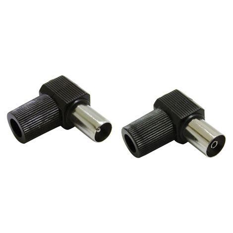 KIT Conectores TV 1 Macho acodado + 1 Hembra acodada negros