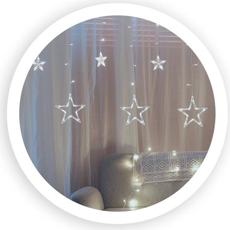 Rideau étoile LED avec 138 ampoules, 12 bandes, 8 fonctions et connexion USB (3,6W 6000K 230V) IP20 3,5m