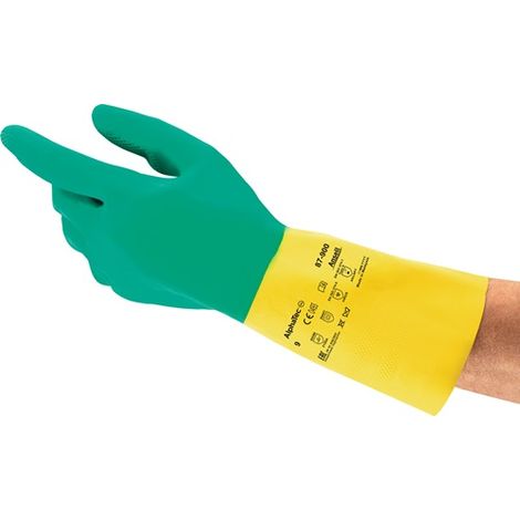 ANSELL Chemikalienhandschuhe AlphaTec® 87-900 Größe 8 grün/gelb 12 Paar ( 4000371481 )