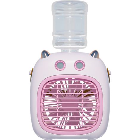 Climatiseur portable, ventilateur par évaporation, 4 vitesses, mini climatiseur personnel USB, design dessin animé (rose) (1/3)