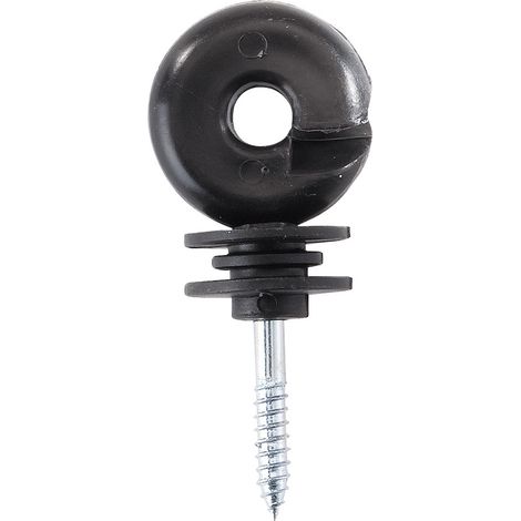 Beaumont – Lot de 25 isolateurs annulaires noir – Pour clôture électrique jusqu'à 12mm – Résistance jusqu'à 20000V – Corps robuste pour piquets en bois