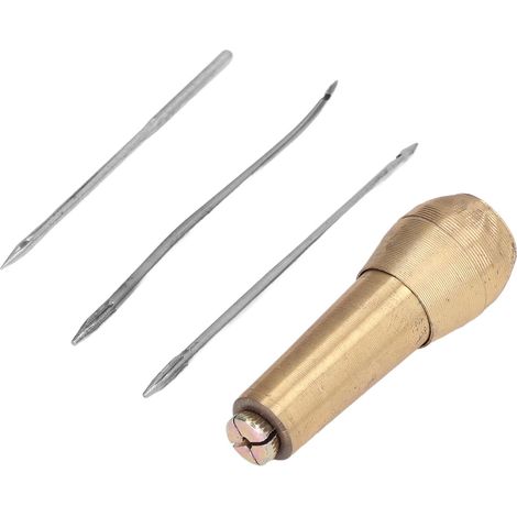 Handgenähtes Nadel- und Fadenset, Lederahle mit Messinggriff, handgefertigtes Schuhreparaturwerkzeug, komplettes Set (1/5)
