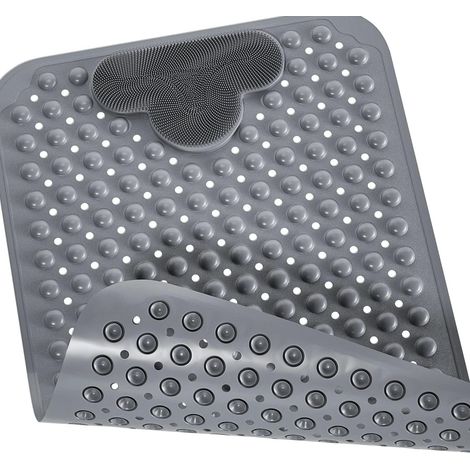 Tapis de douche pour douche intérieure, tapis de baignoire en TPE, avec 166 ventouses puissantes, zone de massage des pieds, lavable (1/5)