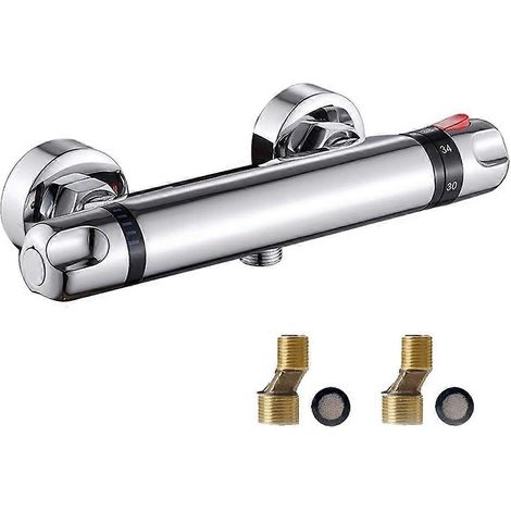 Mitigeur thermostatique mural pour douche, robinet de douche avec eau chaude et froide et contrôle de la température (1/5)
