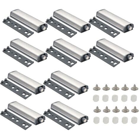 10 PCS Push to Open Aimant Poussoir Porte Placard Loquet Magnetique, Loquet Magnétique avec Amortisseur Porte Placard, Tampon Ralentisseur de Porte, Système d’ouverture et Fermeture par Pression (1/5)