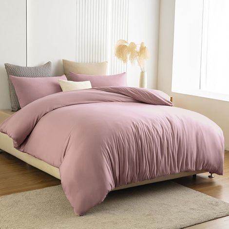 Bettwäsche Mikrofaser bügelfrei 140 x 200cm 80 x 80cm 07 Rosa (1/5)