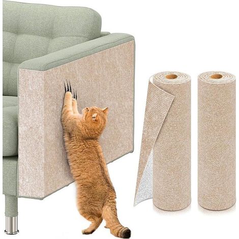 Lot de 2 Griffoir Chat Canapé Auto-adhésif, Protection Canape Chats Tapis - 30 100cm Beige - Anti Griffe Tapis Griffoir Chat DIY (1/5)