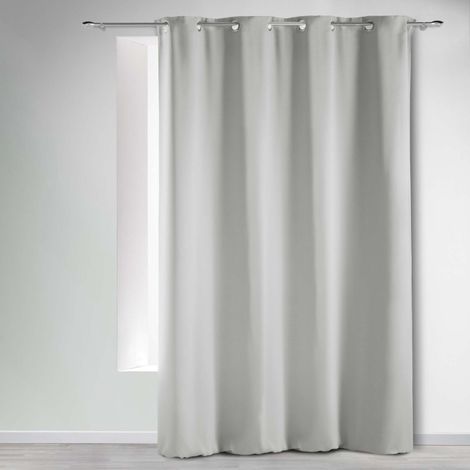 Rideau occultant uni à oeillets Gris Perle 135x240 cm