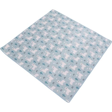Tapis de jeu extra large rembourré bleu réversible, pliable et imperméable pour bébé. (1/5)