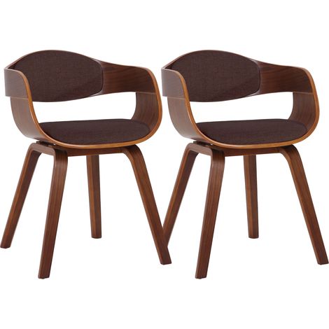 Lot de 2 chaises de salle à manger design retro en tissu marron structure en bois marron 100001725 (1/5)
