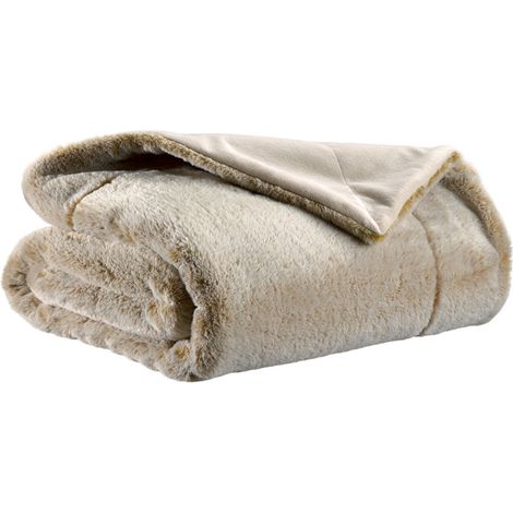 Plaid Couverture Douce Aspect Polaire en Polyester pour Canapé et Lit 130 x 160 cm - PANGIVO (1/2)