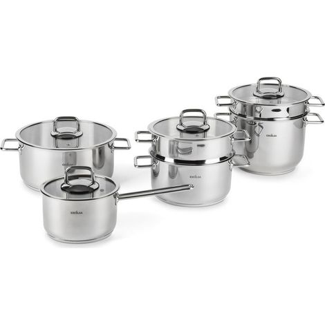 Excelsa Set Pentole Le Grand Chef 10 Pezzi Acciaio Inox 18-10 Casseruole Vaporiera