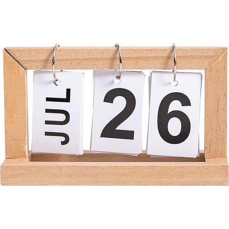 Calendrier perpétuel - Bureau style rétro vintage avec cadre en bois (1/4)