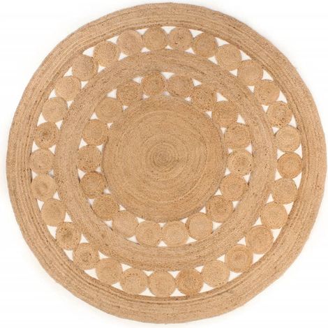 Teppich Geflochten Jute 180 cm Rund