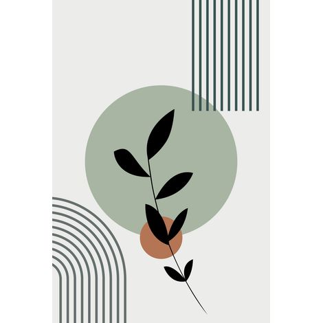 Papier peint panoramique - Feuille Boho - 130 cm x 193 cm (1/2)