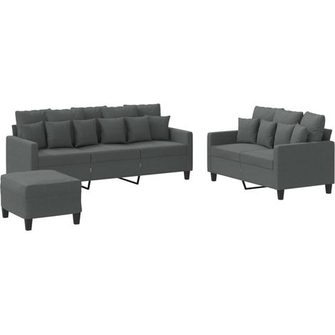 Maison Exclusive - Set di Divani 3 pz con Cuscini Grigio Scuro in Tessuto