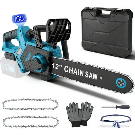Tronçonneuse à chaîne électrique compatibles avec 18V 30 cm (12 pouces) Tronçonneuses électriques, moteur sans balais 1000W Tronçonneuse à chaîne électrique, scie à chaîne 30 cm (1/5)