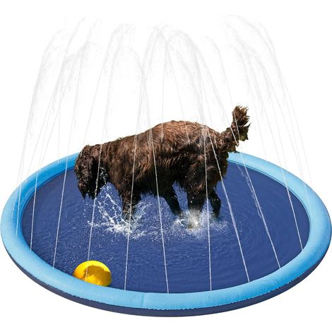 Piscine pour chiens, 150 cm, tapis de jeu aquatique, tapis d'arrosage pliable pour chiens, renforcé, antidérapant, pataugeoire pour chiens, tapis d'arrosage, hamac aquatique pour l'été, jardin, extéri (1/5)