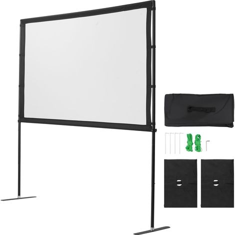 Écran de projection portable 80 pouces 16:9 4K HD avec support double, angle large 160°, sans plis, pour cinéma maison, extérieur et présentation, sac de transport inclus (1/5)