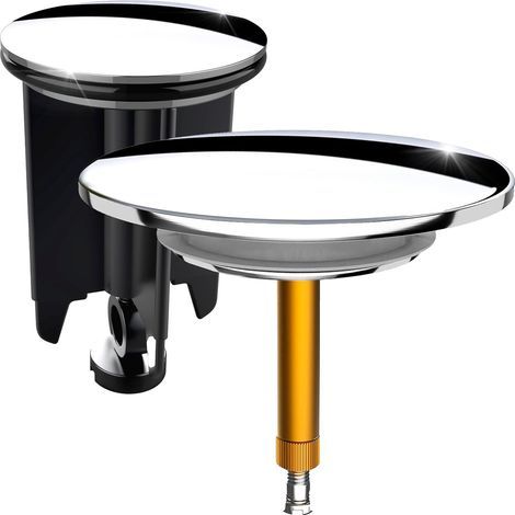 - Ablaufstopfen - Sanitärzubehör - Höhenverstellbar - Zuverlässige Abdichtung - Für Badewanne und Waschbecken - Chrom - 72 x 40 mm (1/5)
