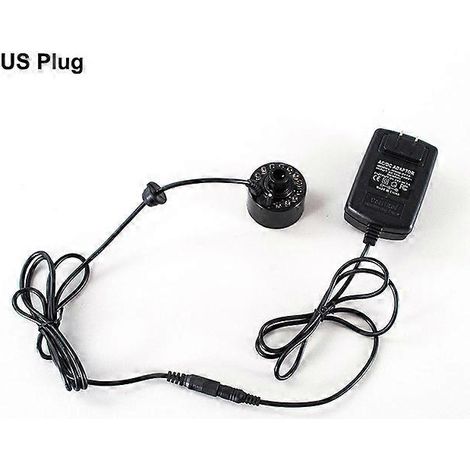 Cadeaux pour Halloween- US Plug Party Mist Maker Ultrasonic Water Pond Fountain Fogger With 12 LED Light Flashes For Fish Tank Vase Birdbath Decor (1/5)