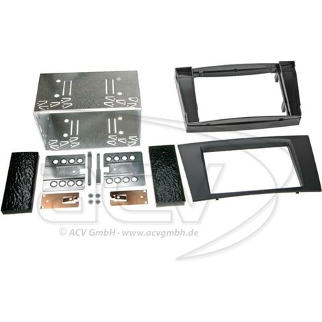 Kit Facade autoradio 2DIN compatible avec Mercedes Classe E W211 02-09 Noir Rubber touch