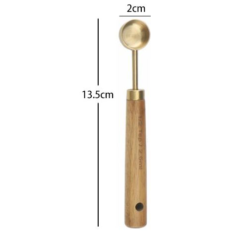 Vaso medidor de acero inoxidable, cuchara medidora, utensilio de repostería de titanio y madera de acacia, juego de 8 piezas (2,5 ml) (1/5)