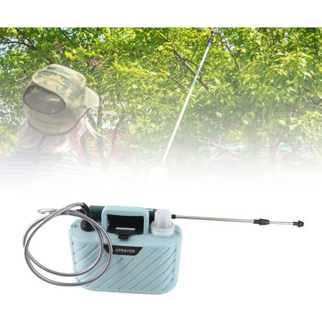 Pulverizador eléctrico para jardín con batería, capacidad de 5 l, 3 boquillas y correa de transporte ajustable. (1/5)