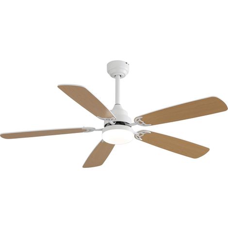 Ventilateur de plafond 132cm (52"), éclairage 18W 3 couleurs gradable avec mémoire, moteur silencieux rotation avant/arrière, minuterie 1/4/8h, pour salon et chambre. (1/5)