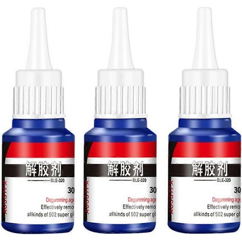 Lot de 3 flacons de dissolvant de super-colle, nettoyant et dissolvant pour colle et adhésif, outil de nettoyage pour résine et liquide de colle. (1/4)