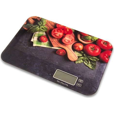 Elektronische Küchenwaage, flach, Glas, LCD-Anzeige, 20 kg, groß