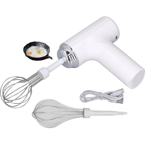 Mélangeur à Main Fouet électrique Mélangeur à Main Rechargeable Fouet à Main pour vinaigrettes crémeuses pour Beurre, crème, pâtisserie et Cuisson Violet (Blanc) (1/5)