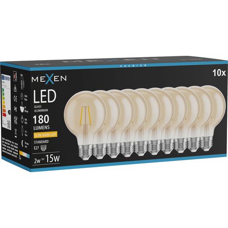 Mexen Vintis 10x Ampoule filament LED E27, G80, 2W, Chaude - 2200K, 180 lm, ambre - L155-E27-0222-50x10 (1/5)